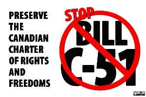 postcard design #2 - Preserve the canadian Charter of Rights and Freedoms, Stop Bill C-51